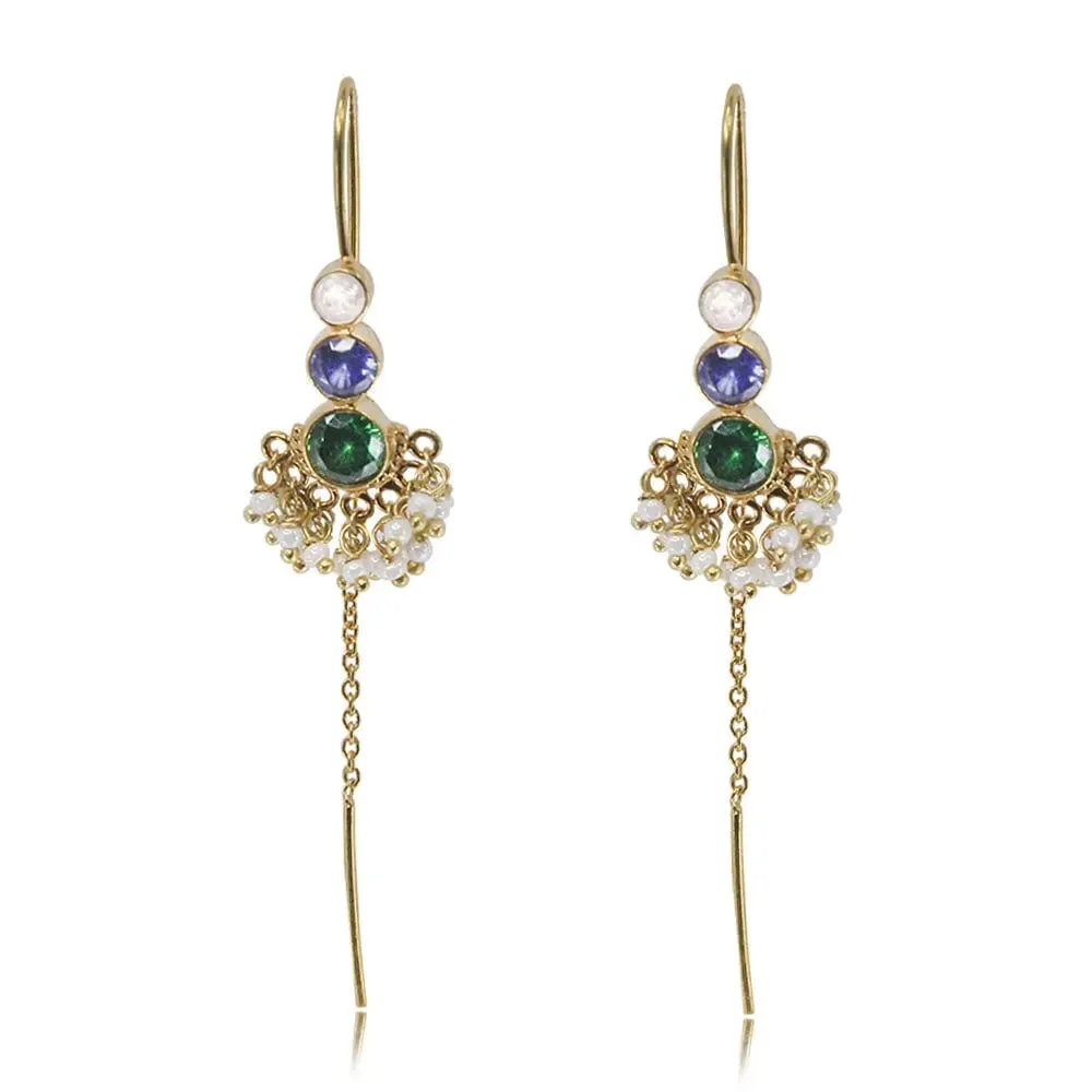Multicolor Silver 92.5 Sui Dhaga Earrings