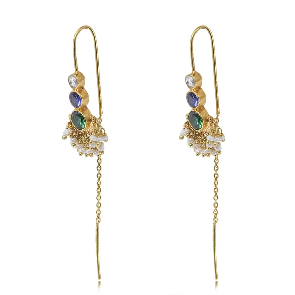 Multicolor Silver 92.5 Sui Dhaga Earrings