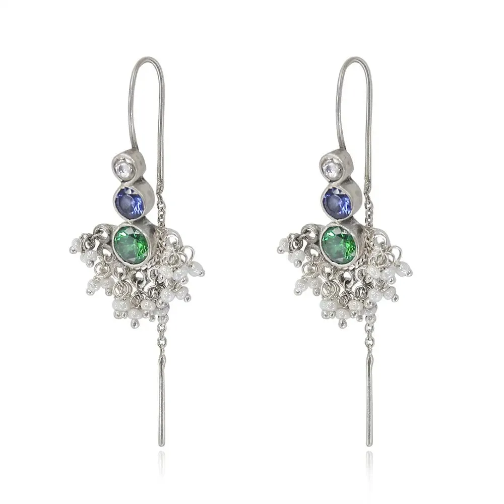 Multicolor Silver 92.5 Sui Dhaga Earrings