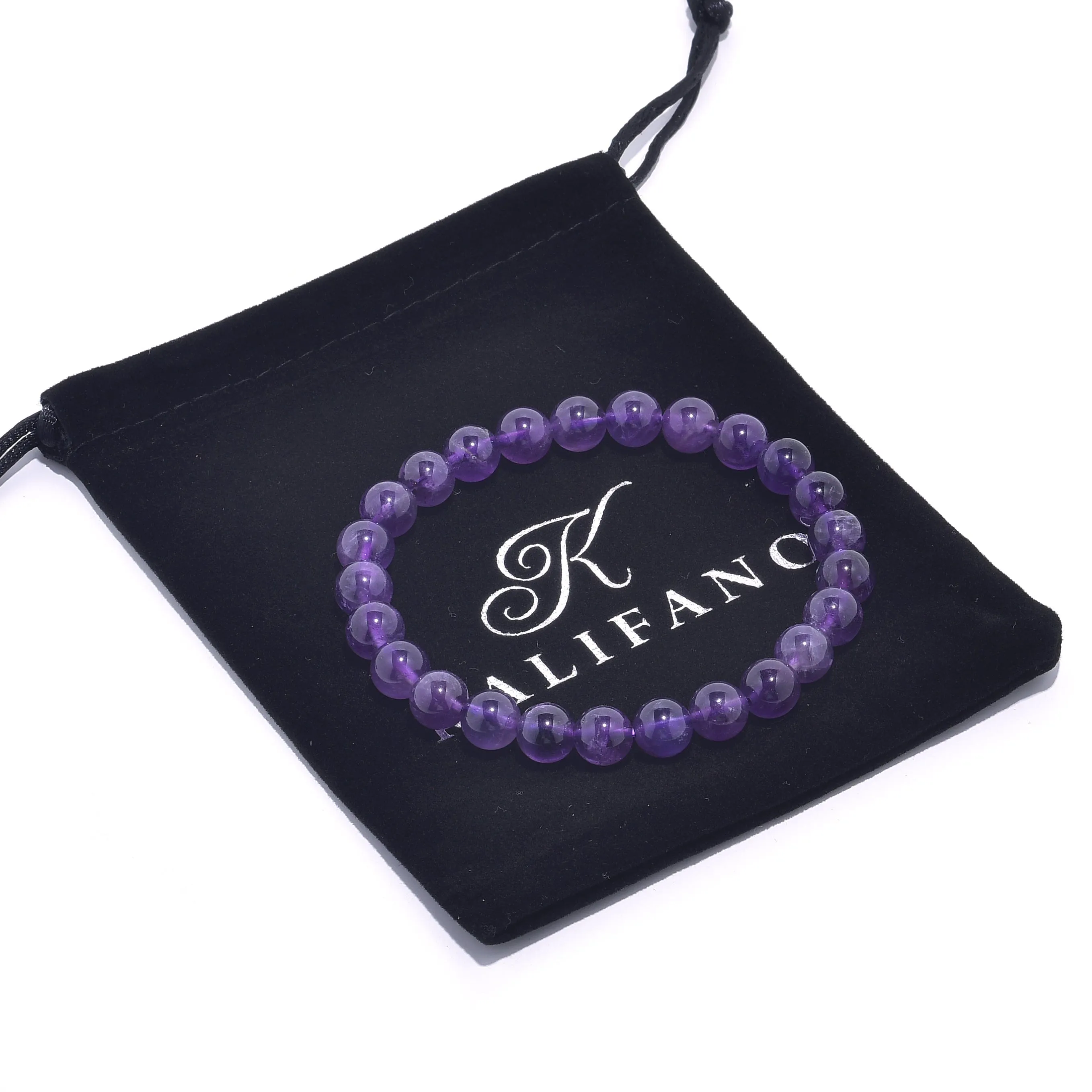 Natural Amethyst 8 mm Beaded Gemstone Bracelet