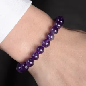 Natural Amethyst 8 mm Beaded Gemstone Bracelet