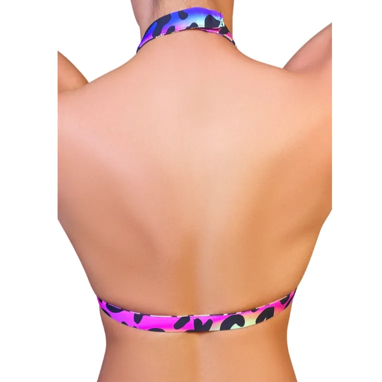 Neon Leopard 'Amber' Keyhole Top