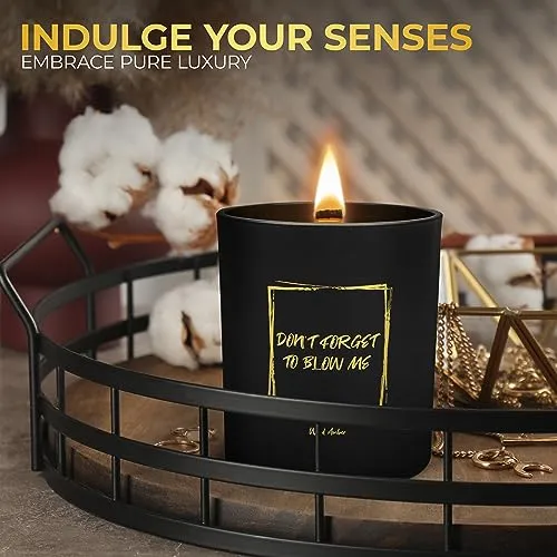 Noxtul Funny Candles for Women - Modern Wooden Wick Scented Candles with Soy Wax - Don't Forget to Blow Me - Fun Gift for Women or Men, Bday Gift, Cool Candles, Enhanced Fragrance & Long-Burn Time