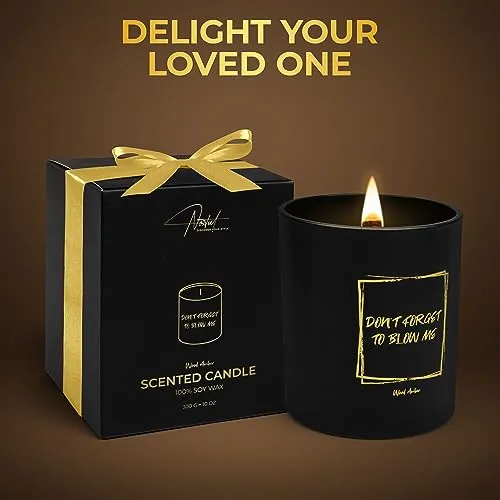 Noxtul Funny Candles for Women - Modern Wooden Wick Scented Candles with Soy Wax - Don't Forget to Blow Me - Fun Gift for Women or Men, Bday Gift, Cool Candles, Enhanced Fragrance & Long-Burn Time