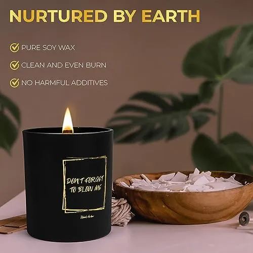 Noxtul Funny Candles for Women - Modern Wooden Wick Scented Candles with Soy Wax - Don't Forget to Blow Me - Fun Gift for Women or Men, Bday Gift, Cool Candles, Enhanced Fragrance & Long-Burn Time