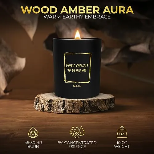 Noxtul Funny Candles for Women - Modern Wooden Wick Scented Candles with Soy Wax - Don't Forget to Blow Me - Fun Gift for Women or Men, Bday Gift, Cool Candles, Enhanced Fragrance & Long-Burn Time