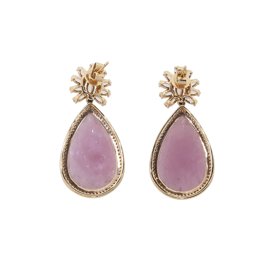 One Of A Kind Pink Sapphire And Moonstone Earrings