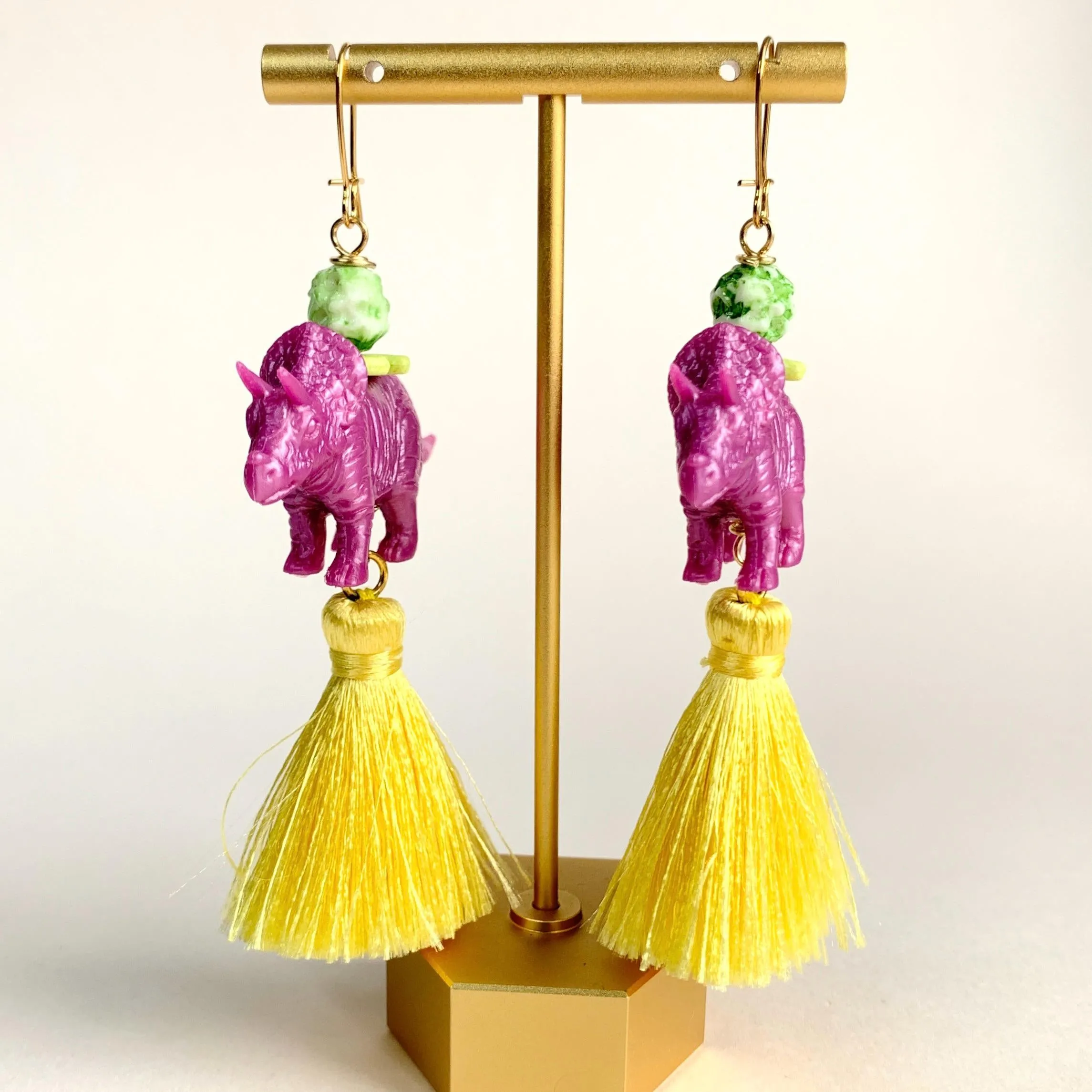Orchid Triceratops Earrings