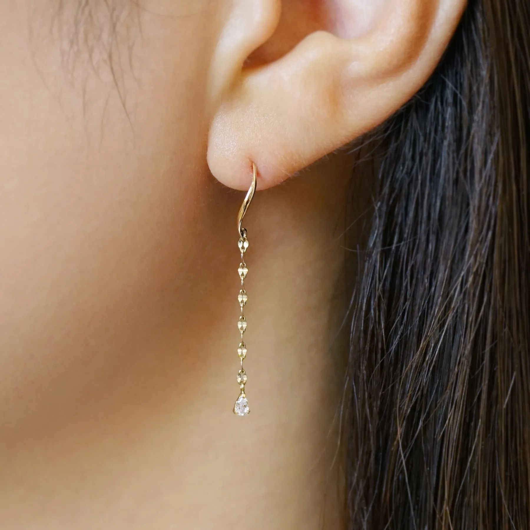 [Palette] 18K/10K Blue Moonstone Charm Set Earrings [Prism] (Yellow Gold)