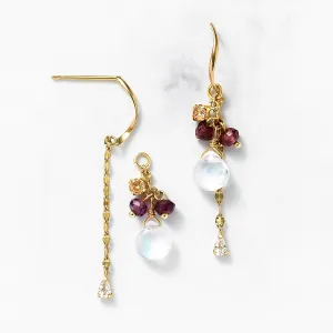 [Palette] 18K/10K Blue Moonstone Charm Set Earrings [Prism] (Yellow Gold)