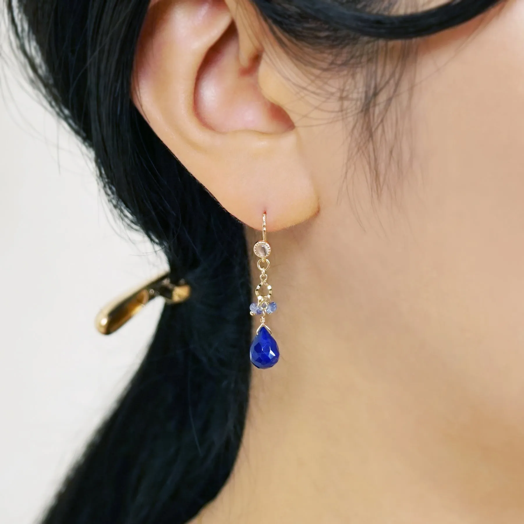 [Palette] 18K/10K Moonstone Base Earrings (Yellow Gold)