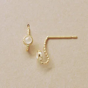 [Palette] 18K/10K Moonstone Base Earrings (Yellow Gold)