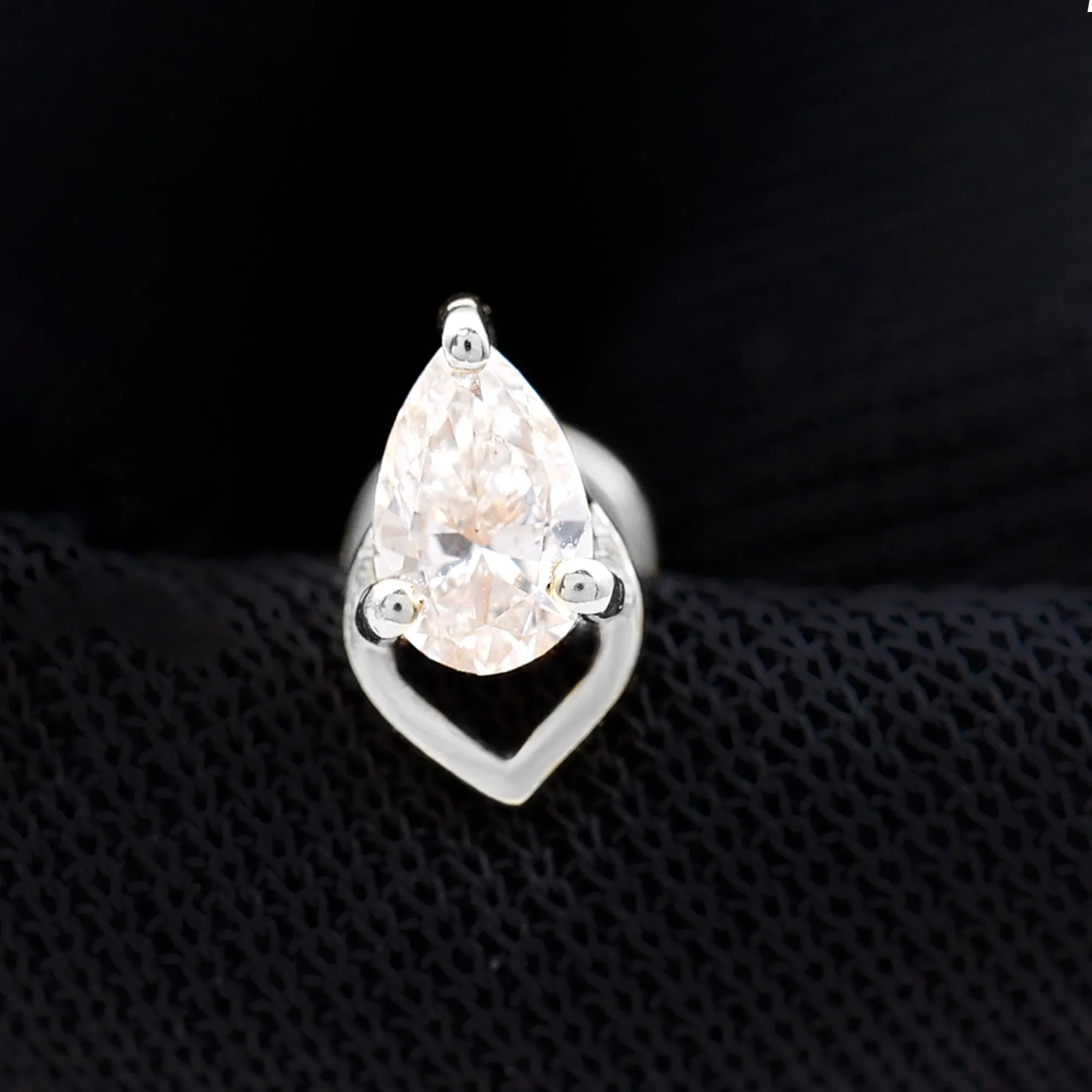 Pear Shape Moissanite Solitaire Cartilage Earring