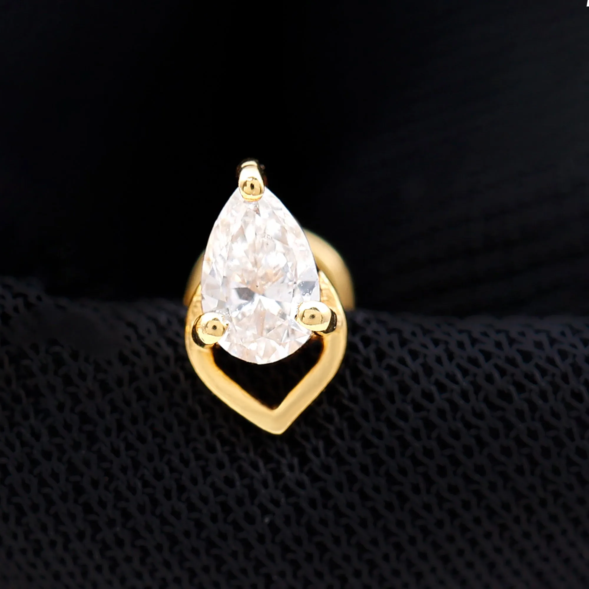 Pear Shape Moissanite Solitaire Cartilage Earring