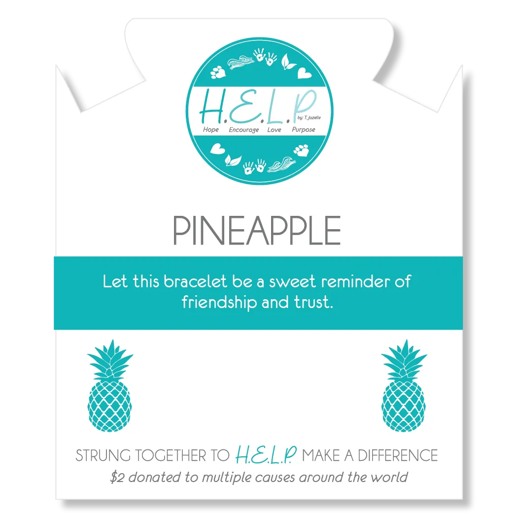 Pineapple Cutout Charm with Blue Zebra Jade Charity Bracelet