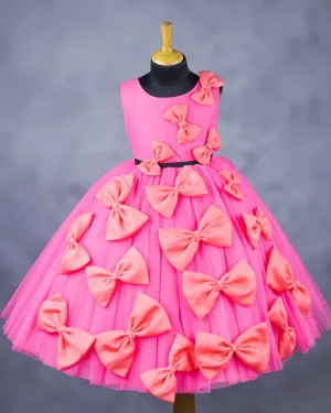 Pink and coral bow design gown