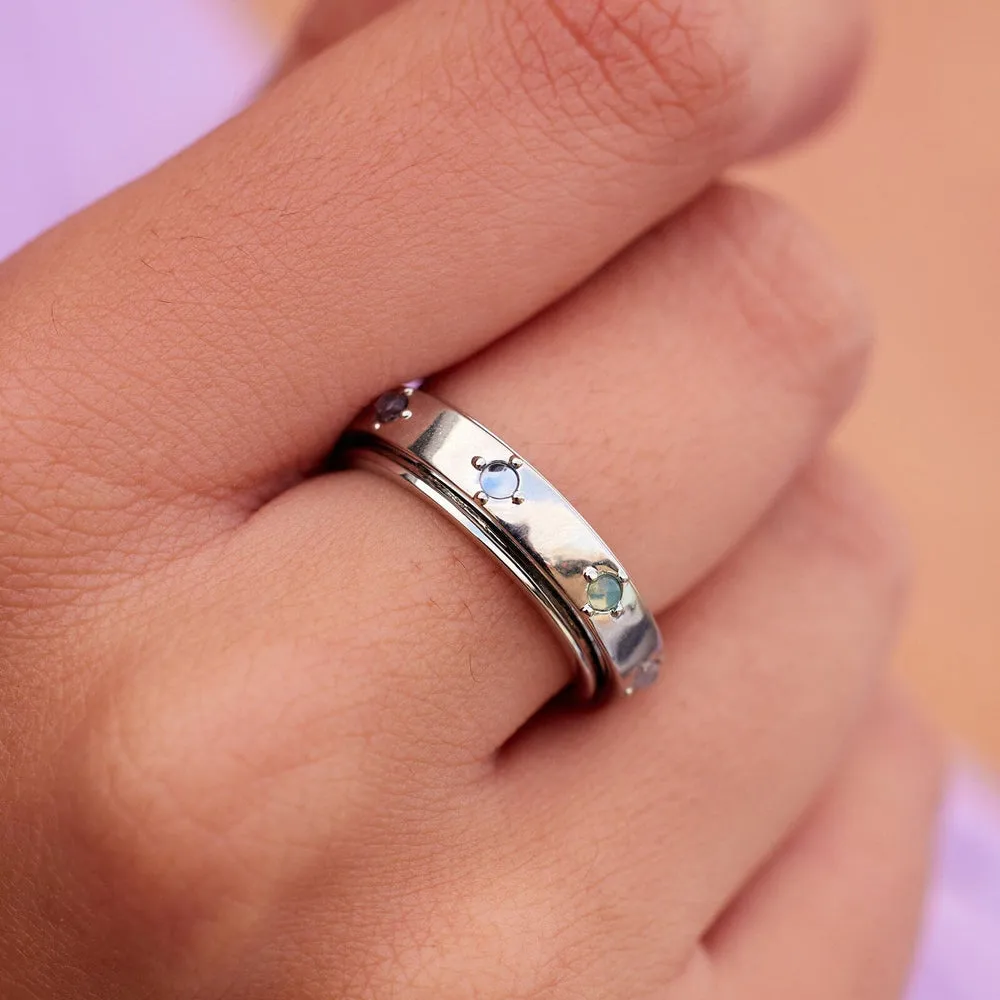 Pura Vida Mental Health Awareness Fidget Ring - Silver