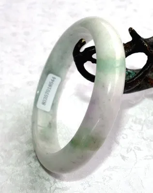 "Wisdom" Soft Lavender Apple Green Veins Burmese Jadeite Jade Bangle Bracelet 58.5mm  Certificate (8544)