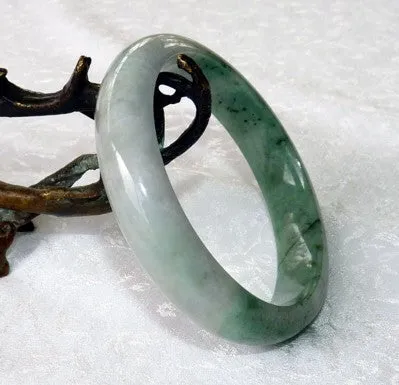 "Yin and Yang Balancing" Burmese Jadeite Grade A Jade Bangle Bracelet 57.5mm Certificate (8521)