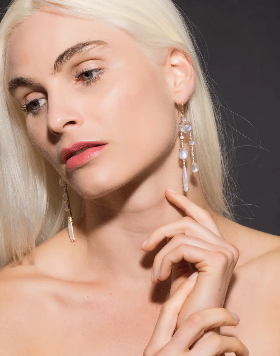 Rainbow Moonstone Drop Earrings