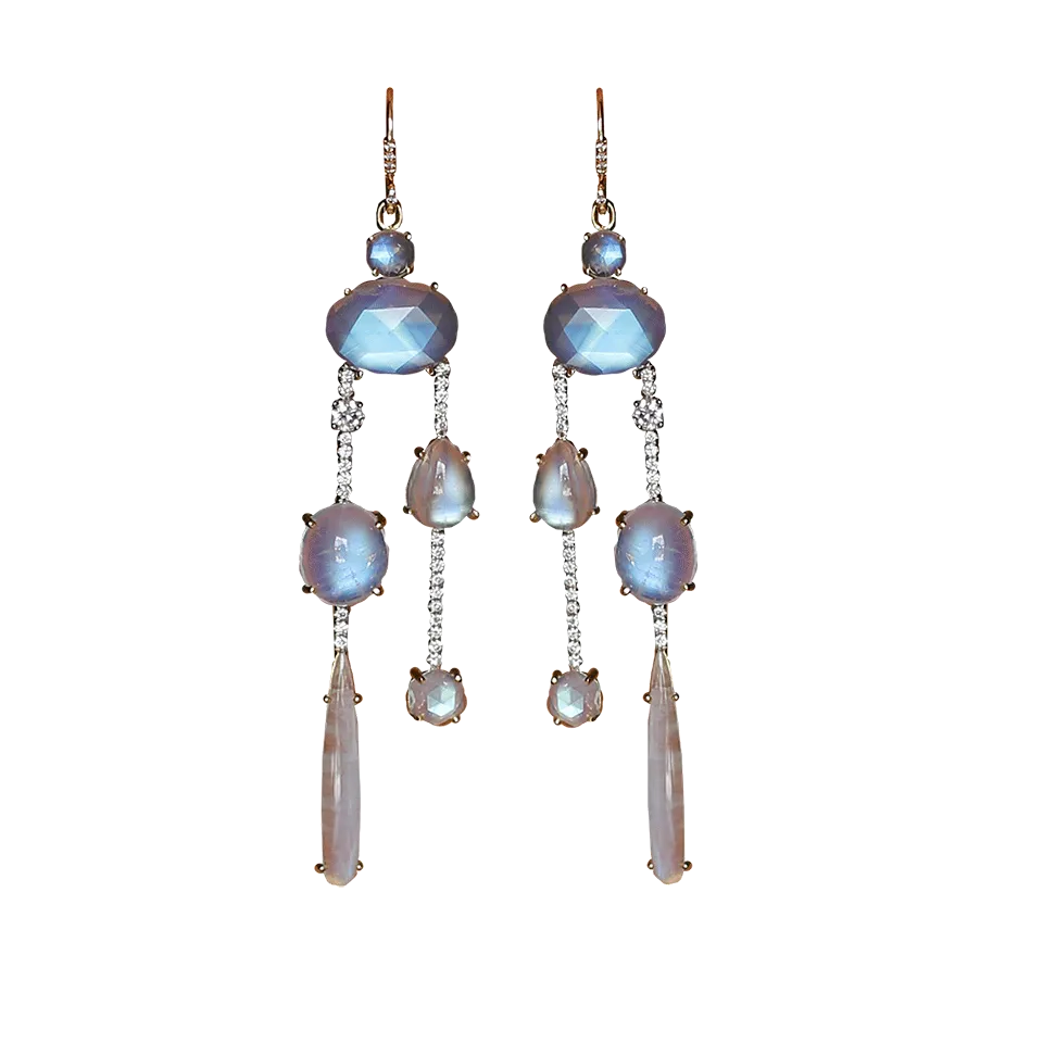 Rainbow Moonstone Drop Earrings