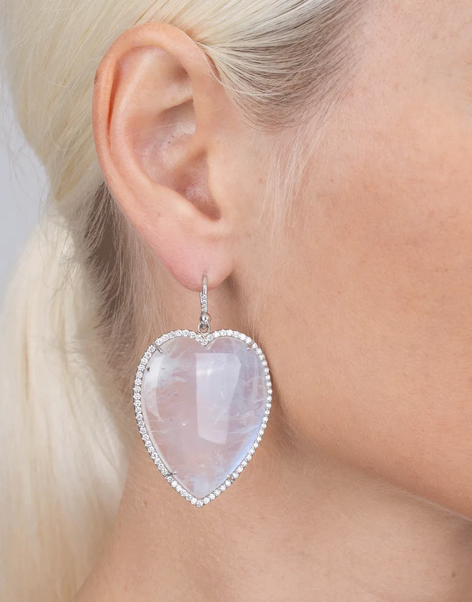 Rainbow Moonstone Heart Earrings