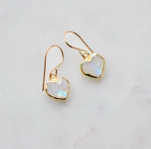 Rainbow Moonstone Heart Earrings