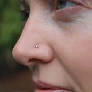 Rainbow Moonstone in Gold Nose Stud
