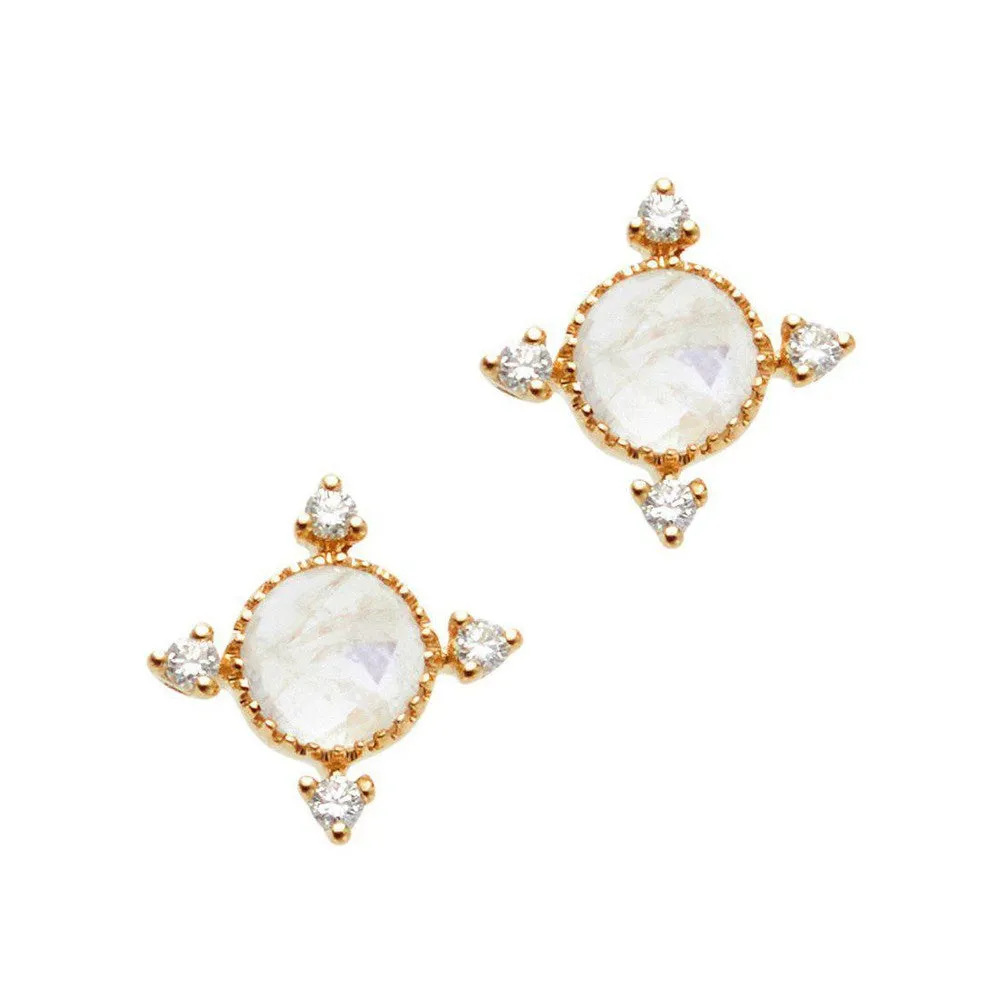 Rainbow Moonstone Stud Earrings