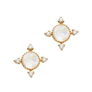 Rainbow Moonstone Stud Earrings