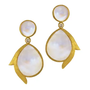 Rainbow Moonstone Vine Teardrop Earrings by Laurie Kaiser