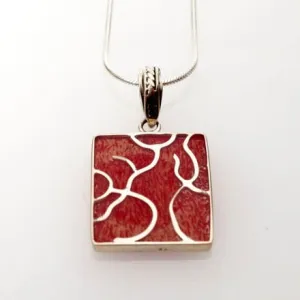 Red Coral and Sterling Silver Tree of Life