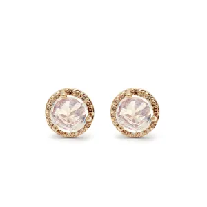 Rosette Stud Earring (Medium) - 14k Gold, Rainbow Moonstone & Champagne Diamonds