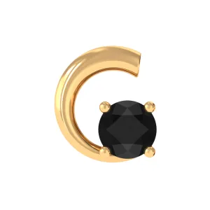 Round Black Onyx Crescent Moon Gold Conch Earring