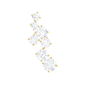 Round Moissanite Cluster Ear Crawler Earring for Helix Piercing