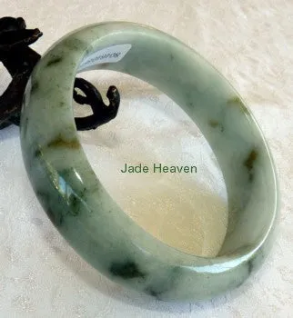 Sale-"Dragon Tracks'' Deep Green Veins Jadeite Bangle 57mm   Certificate (756)