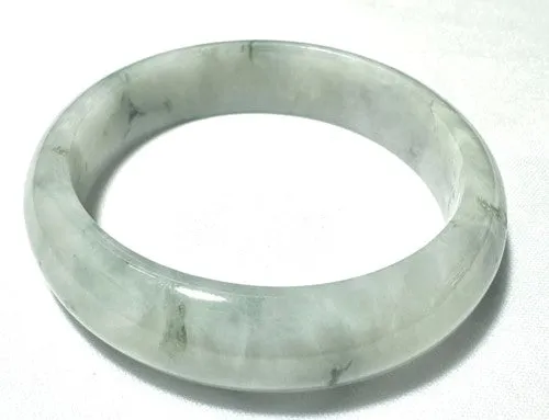 Sale-"Moss in Snow" Elegant Burmese Jadeite Jade Bangle Bracelet 59.5mm   Certificate (674)