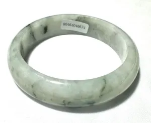 Sale-"Moss in Snow" Elegant Burmese Jadeite Jade Bangle Bracelet 59.5mm   Certificate (674)