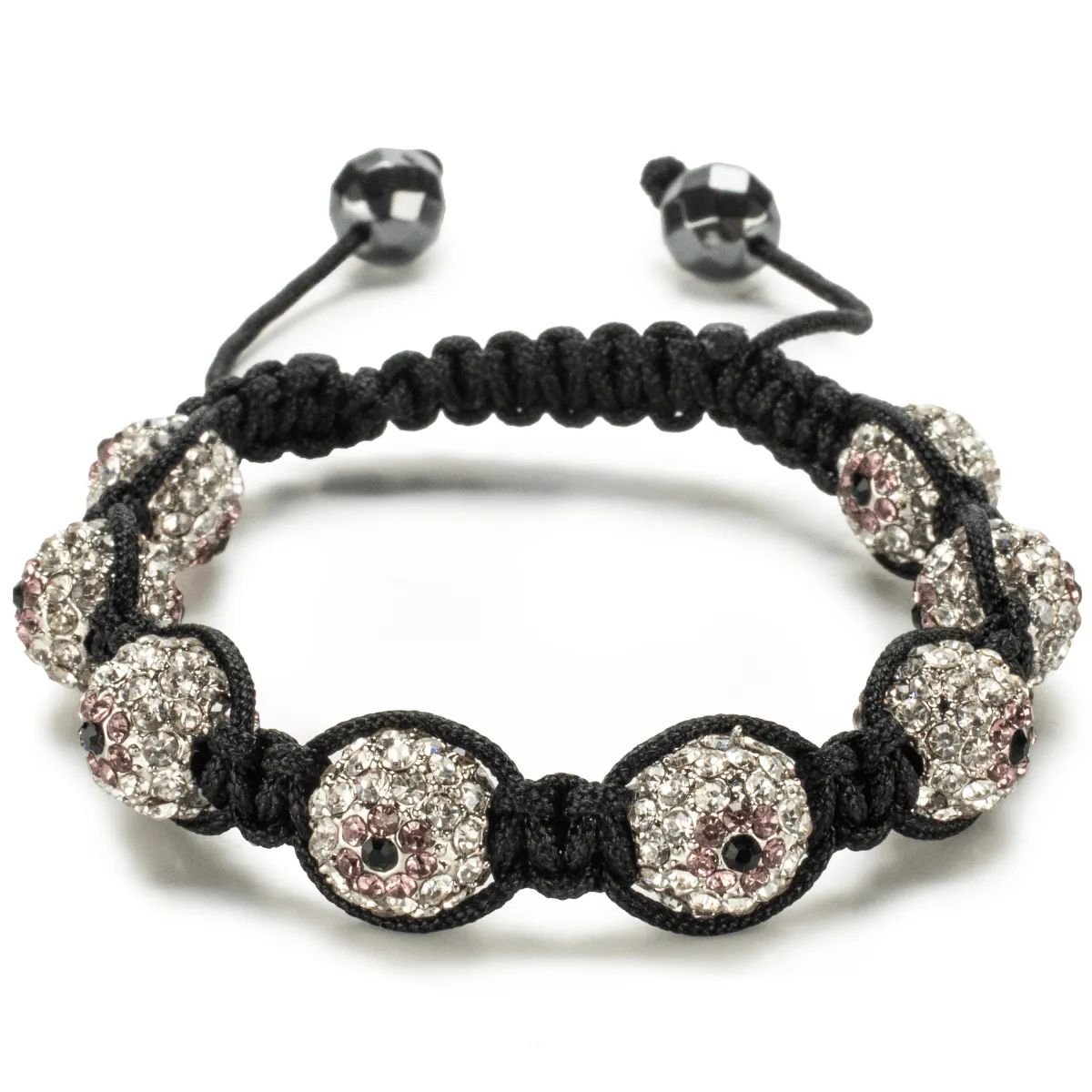 Shamballa Clear With Amethyst Evil Eye Crystal Bracelet