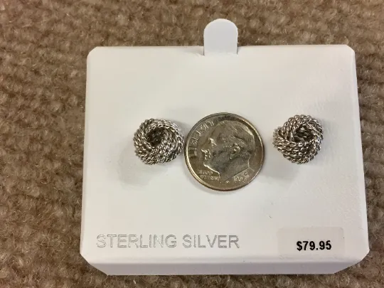 Silver Knot Ball Earrings