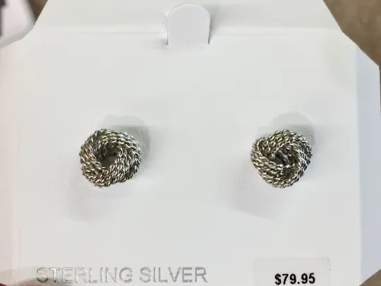 Silver Knot Ball Earrings