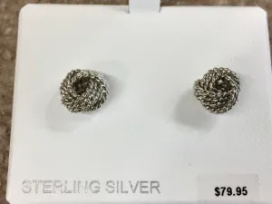 Silver Knot Ball Earrings