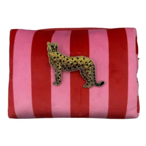 Sixton London Pink Stripe Make-up Bag & Cheetah Brooch - Small