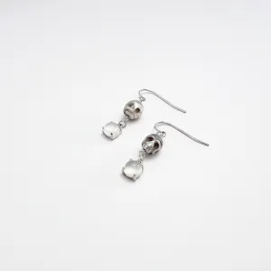 Skull Pearl and Moonstone Sterling Silver Earrings
