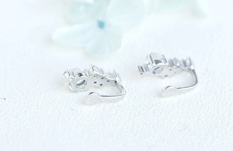 Sterling Silver Blue Moonstone Clip Earrings June Birthstone Earrings For Women