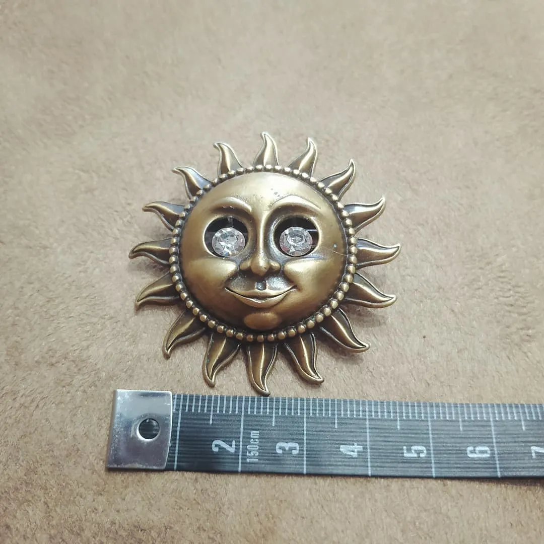 Sun face starburst brooch in bronze pewter by JJ