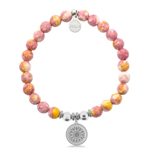 Sunflower Charm with Lemonade Jade Charity Bracelet