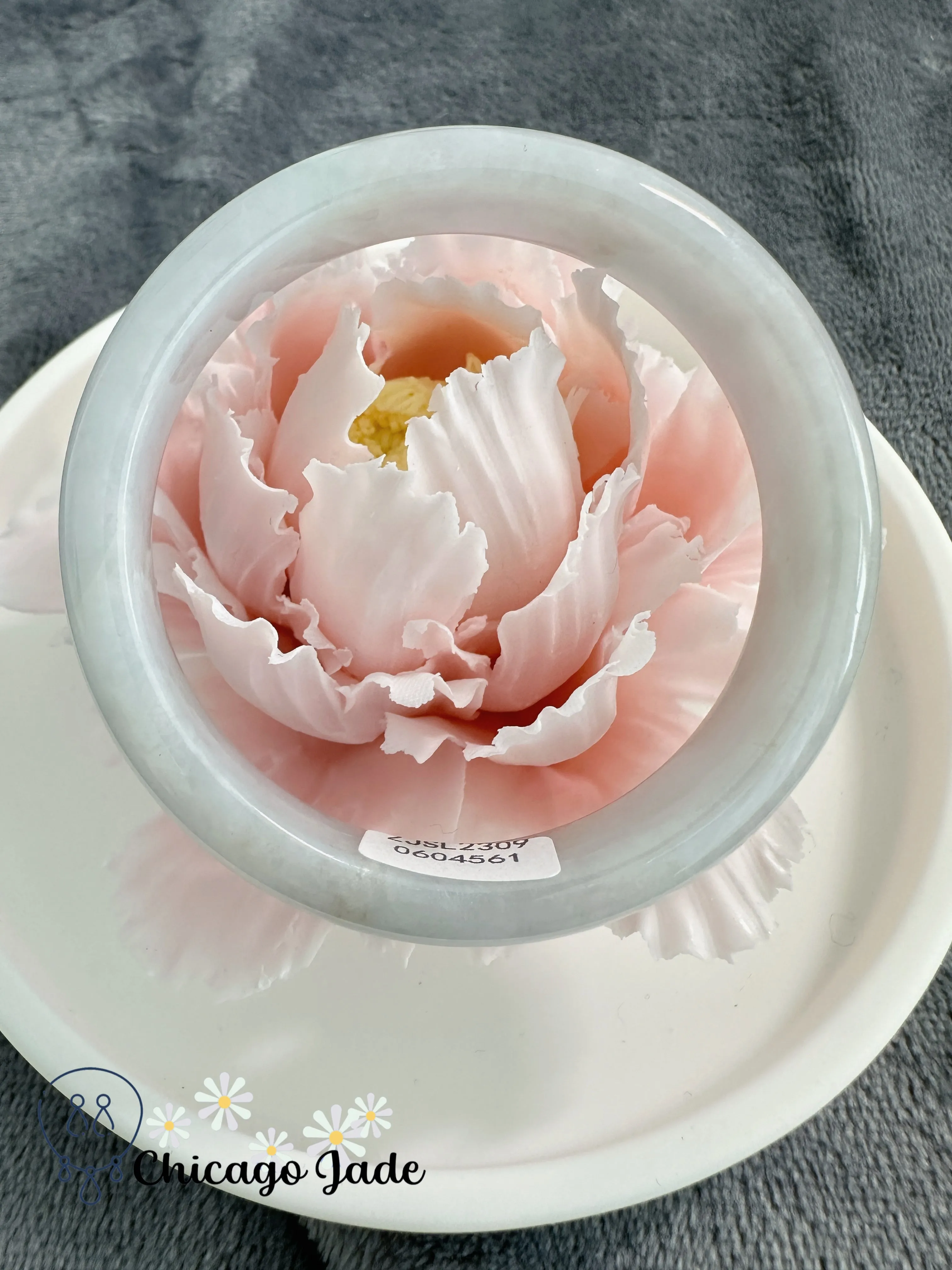 Translucent moonlight flat inside jadeite jade bangle high quality authentic with certificate size M 54.1mm