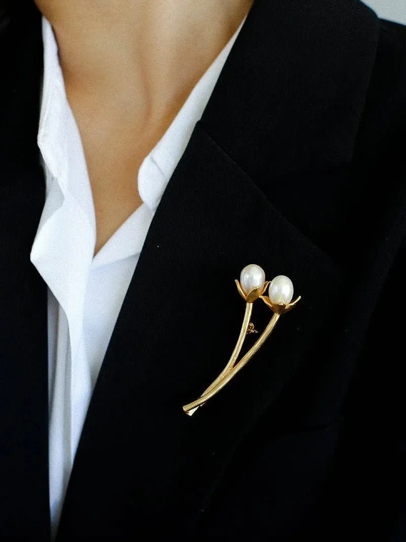 Tulip Freshwater Pearl Brooch Pins