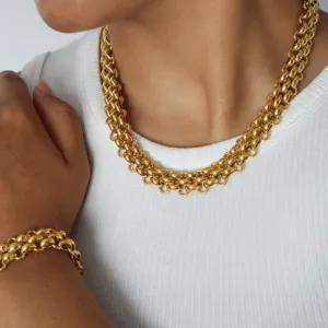 TYCHE NECKLACE & BRACELET GOLD OR SILVER SET